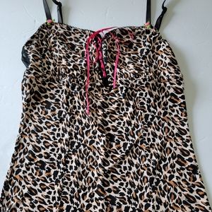 Betsey Johnson leopard lace-up camisole size small adjustable straps